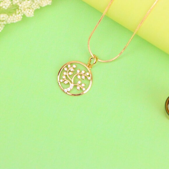 "Rose Gold Tree of Life Pendant with Sparkling Leaf Crystal Accents, XPPT1488 - Picture 3 of 13